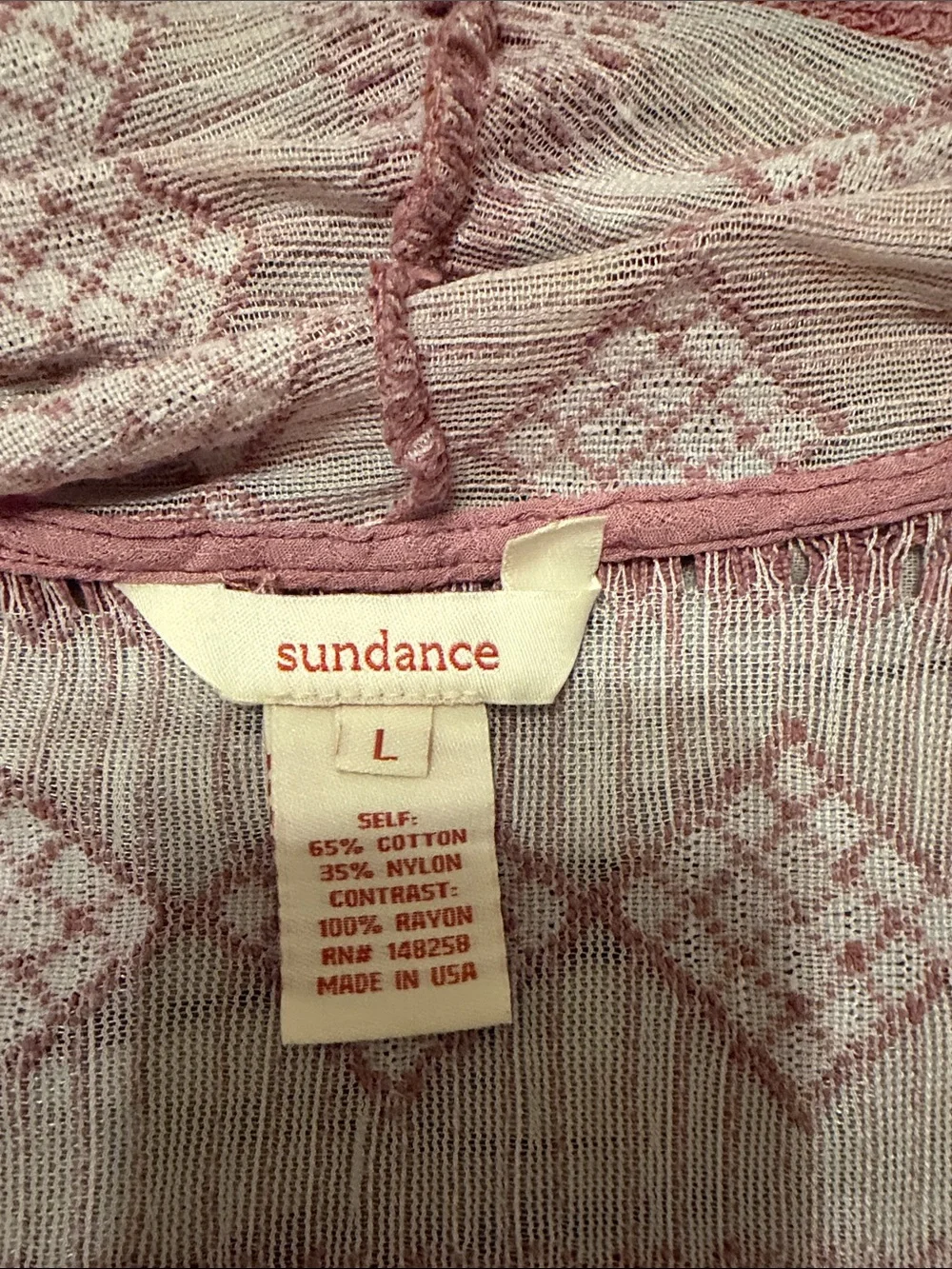 Sundance Mauve and Cream Knit Open-Front Vest or Sleeveless Duster Sz L